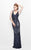Primavera Couture - Jewel Embellished V-Neck Sheath Dress 1727 in Purple