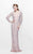 Primavera Couture - 1728 Foliage Ornamented Sheath Gown in Pink