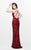 Primavera Couture - Baroque Sequined V-Neck Sheath Gown 1732 in Red