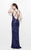 Primavera Couture - Baroque Sequined V-Neck Sheath Gown 1732 in Blue