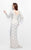 Primavera Couture - Long Sleeve Embellished Long Gown with Beaded Scallop Pattern 1738 in White