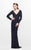 Primavera Couture - Long Sleeve Embellished Long Gown with Beaded Scallop Pattern 1738 in Blue