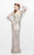 Primavera Couture - Sequined Long Sleeve V-Neck Long Sheath Gown 1740 in Neutral
