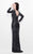 Primavera Couture - Sequined Long Sleeve V-Neck Long Sheath Gown 1740 in Black and Red