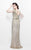 Primavera Couture Illusion Bateau Short Sleeve Beaded Gown - 1 pc Champagne In Size 22 Available In Neutral