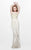 Primavera Couture - Gilded Sequins Bateau Illusion Sheath Gown 1742 in Neutral
