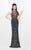 Primavera Couture - Gilded Sequins Bateau Illusion Sheath Gown 1742 in Gray