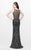 Primavera Couture - Gilded Sequins Bateau Illusion Sheath Gown 1742 in Gray