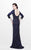 Primavera Couture - Regal Sequined Long Sleeves Bateau Sheath Gown 1747 in Blue