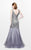 Primavera Couture - Charming Elaborate V-Neck Tulle Trumpet Gown 1748 in Silver