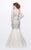 Primavera Couture - Charming Elaborate V-Neck Tulle Trumpet Gown 1748 in Neutral