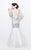Primavera Couture - Charming Elaborate V-Neck Tulle Trumpet Gown 1748 in White
