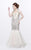 Primavera Couture - Charming Elaborate V-Neck Tulle Trumpet Gown 1748 in Neutral