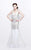 Primavera Couture - Charming Elaborate V-Neck Tulle Trumpet Gown 1748 in White
