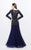 Primavera Couture - Bejeweled Long Sleeve Bateau Neck A-line Dress 1751 in Purple
