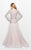 Primavera Couture - Bejeweled Long Sleeve Bateau Neck A-line Dress 1751 in Pink