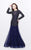 Primavera Couture - Bejeweled Long Sleeve Bateau Neck A-line Dress 1751 in Purple