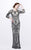 Primavera Couture - Florid Lattice Quarter Sleeve Bateau Sheath Gown 1759 in Neutral and Gray
