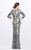Primavera Couture - Florid Lattice Quarter Sleeve Bateau Sheath Gown 1759 in Neutral and Gray