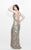 Primavera Couture - Art Deco-Inspired Sweetheart Sheath Gown with Slit 1805 in Neutral and Gold