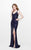 Primavera Couture - Art Deco-Inspired Sweetheart Sheath Gown with Slit 1805 in Blue