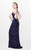 Primavera Couture - Art Deco-Inspired Sweetheart Sheath Gown with Slit 1805 in Blue