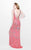 Primavera Couture - Floral Embellished Bateau Illusion Sheath Gown 1808 in Pink