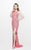 Primavera Couture - Floral Embellished Bateau Illusion Sheath Gown 1808 in Pink