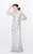 Primavera Couture - Exquisite Multi-Colored Leafy Patterned Long Dress 1812 in White