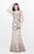 Primavera Couture - Exquisite Multi-Colored Leafy Patterned Long Dress 1812 in Neutral and Multi-Color