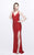 Primavera Couture - Bead Embellished V-Neck Sheath Dress 1813 in Red
