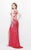 Primavera Couture - Luminous Two-Tone Sequined V-Neck Sheath Gown 1819 in Pink