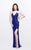 Primavera Couture - Luminous Two-Tone Sequined V-Neck Sheath Gown 1819 in Blue