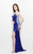 Primavera Couture - Luminous Two-Tone Sequined V-Neck Sheath Gown 1819 in Blue