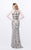 Primavera Couture - Bead Embellished Illusion Halter Neck Sheath Dress 1821 in Gray