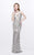Primavera Couture - Bead Embellished Illusion Halter Neck Sheath Dress 1821 in Gray