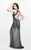 Primavera Couture - Classily Adorned Jewel Illusion Sheath Gown 1835 in Gray