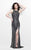 Primavera Couture - Classily Adorned Jewel Illusion Sheath Gown 1835 in Gray