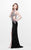 Primavera Couture - Sequined Halter Long Gown with Slit 1842 in Black and Pink