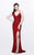 Primavera - 1844 Sequined Foliage Sheath Gown in Red