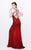 Primavera - 1844 Sequined Foliage Sheath Gown in Red