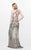 Primavera - 1844 Sequined Foliage Sheath Gown in Neutral and Gold