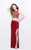 Primavera Couture - Two Piece Sequined Sleeveless Long Gown with Slit 1845 in Red