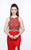 Primavera Couture - Two Piece Sleeveless Long Gown with Slit 1846 in Red