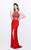 Primavera Couture - Two Piece Sleeveless Long Gown with Slit 1846 in Red