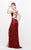 Primavera Couture - Magnificently Embellished Sweetheart Cutout Sheath Gown 1853 in Red