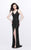 Primavera Couture - Sleeveless V-Neck Long Dress with Slit 1858 in Black