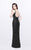 Primavera Couture - Sleeveless V-Neck Long Dress with Slit 1858 in Black