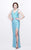 Primavera Couture - Sleeveless V-Neck Long Dress with Slit 1858 in Blue