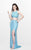 Primavera Couture - Glittering Two Piece Halter Long Gown with Slit 1866 in Blue